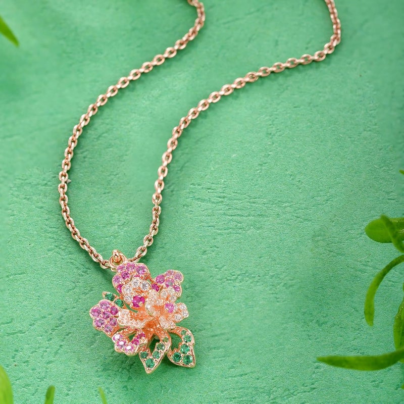 Santuzza Sterling Silver Gemstone Flower Pendant for Women - Image 3
